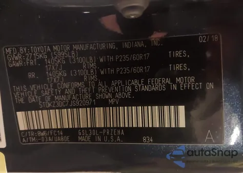 2018 Toyota Sienna Le 8 Passenger z USA, uszkodzony, nr VIN 5TDKZ3DC7JS920971